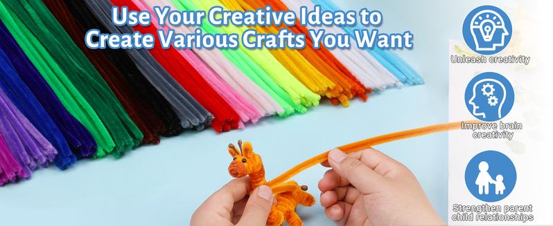 200 Pcs Pipe Cleaners, Creative Chenille Stems Pipe Cleaners Craft, Fuzzy Pipe Cleaners Bulk  Crafts, DIY Pipe Cleaner  Home Arts and Crafts Decorations Supplies for