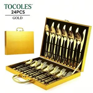 30-Piece Gold Silverware Set, Gold Flatware Set for 6, Food-Grade Stainless Steel Cutlery Set, Tableware Eating Utensils with Gift Box for Home Restaurant, Mirror Finished, Dishwasher Safe Metal Sturdy Kitchenware Dinner, Cutlery Utensil Sets