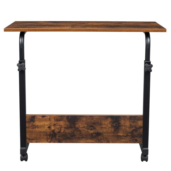 Space-Saving Rolling Side Table - Adjustable Height, 15MM Chipboard & Steel Frame, Retro Style for Living Room or Office