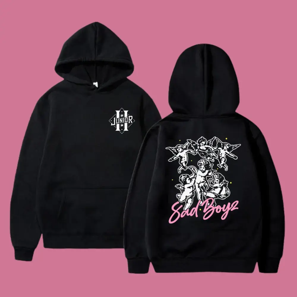 Sad Boyz Junior H Hoodie, Sweatshirt, T-Shirt, Angel Graphic Hoodie For Men And Women, Urban Streetwear Black Hoodie, Oversized Fall Sweatshirt, Soft Cotton Hoodie Gift For Sad Boyz Fans
