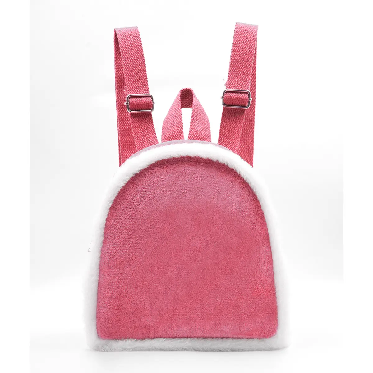 Fuzzy Trim Mini Backpack, Solid Soft Plush Dome Daypack, Adjustable Strap Small Shoulder Rucksack, Fluffy Edge Casual Lightweight Backpack for Women Daily Shopping Weekend Outdoor Use