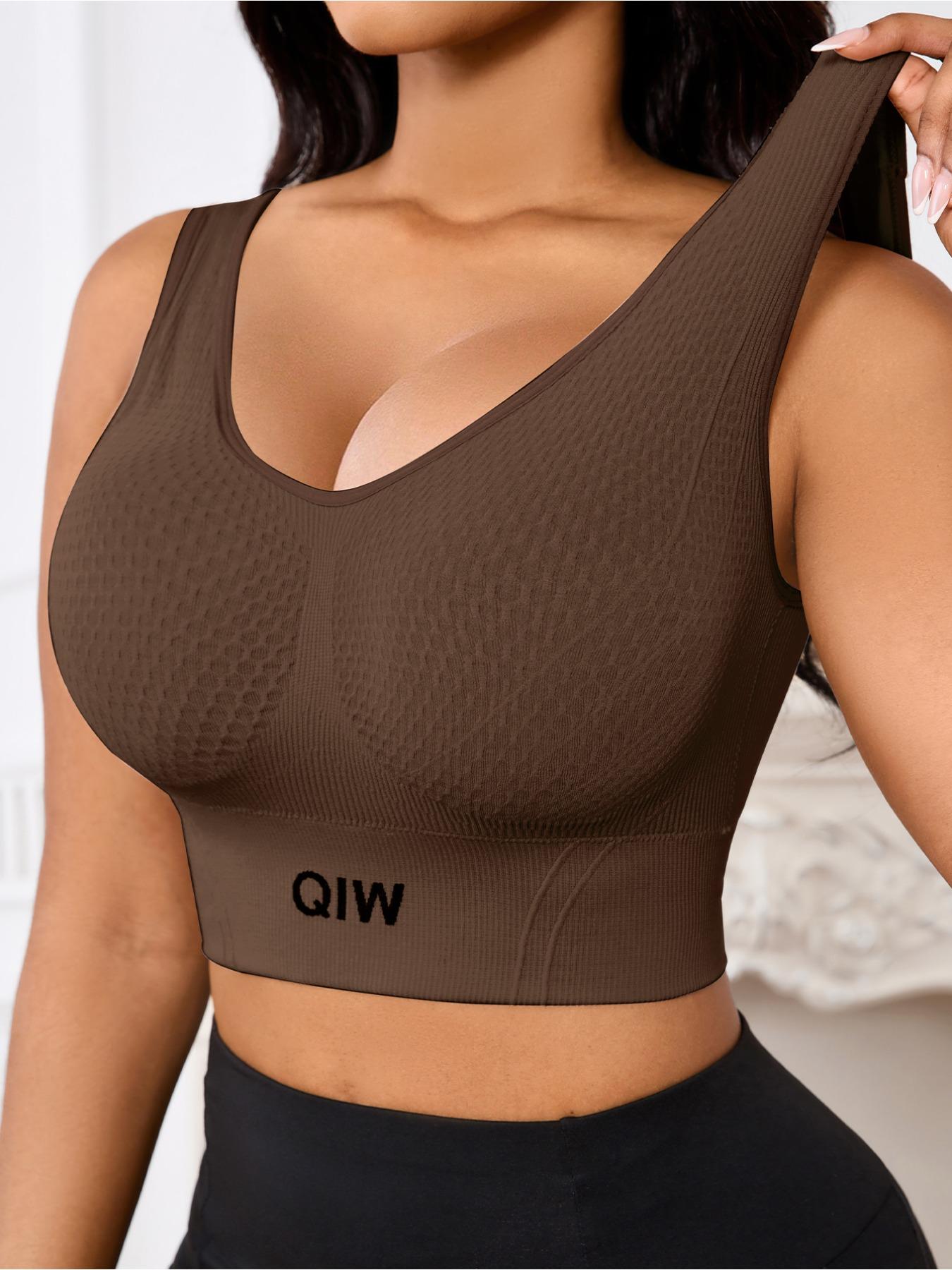 Women's Waffle Texture Sports Bra, Soft Comfortable No Underwire, Medium Support, Wide Shoulder Straps, Backless Design, All Seasons, Wireless Sports Bras