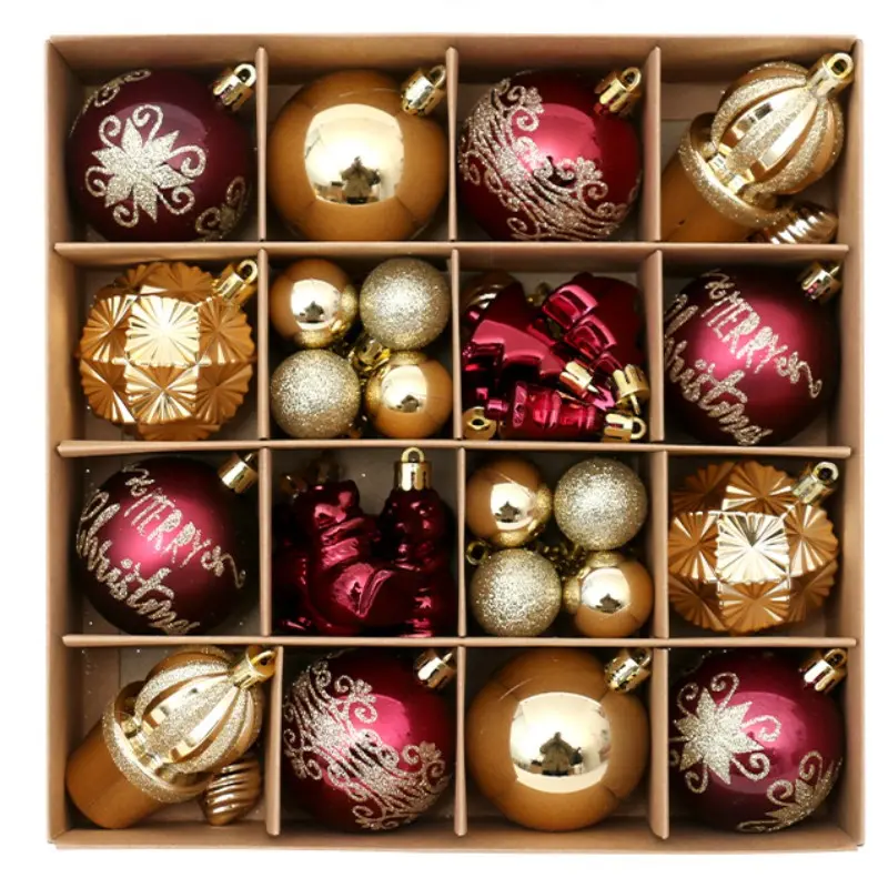42-Piece Christmas Tree Ornament Gift Set, 6cm Hanging Balls, Holiday Home Store Window Party Decorations