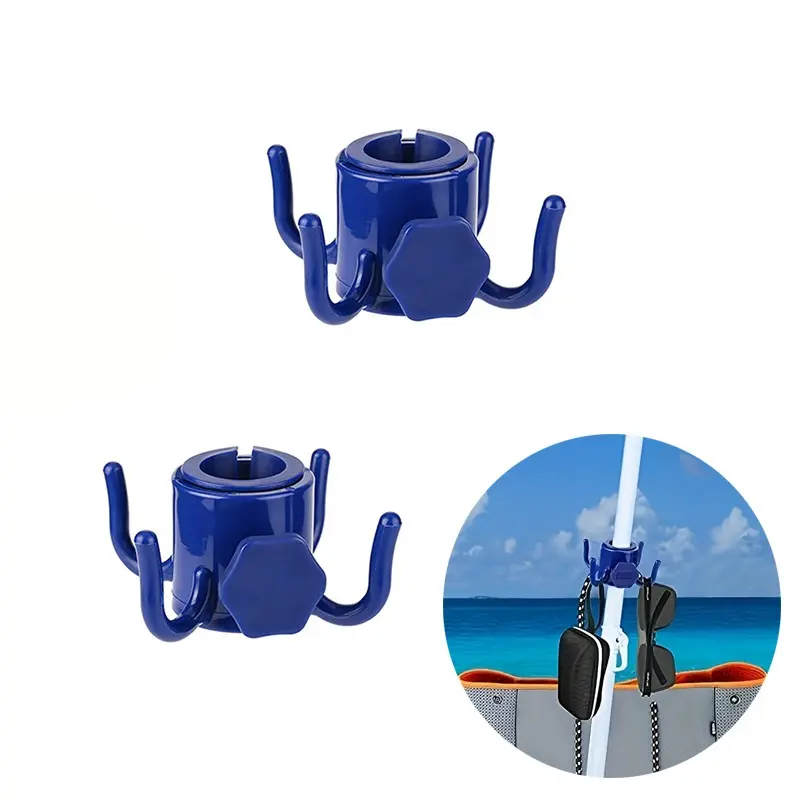 2 Pack Adjustable 4-Claw Beach Umbrella Hooks, Durable Abs Plastic, Multi-Color Hangers, Multi-Purpose Hook for Beach Use