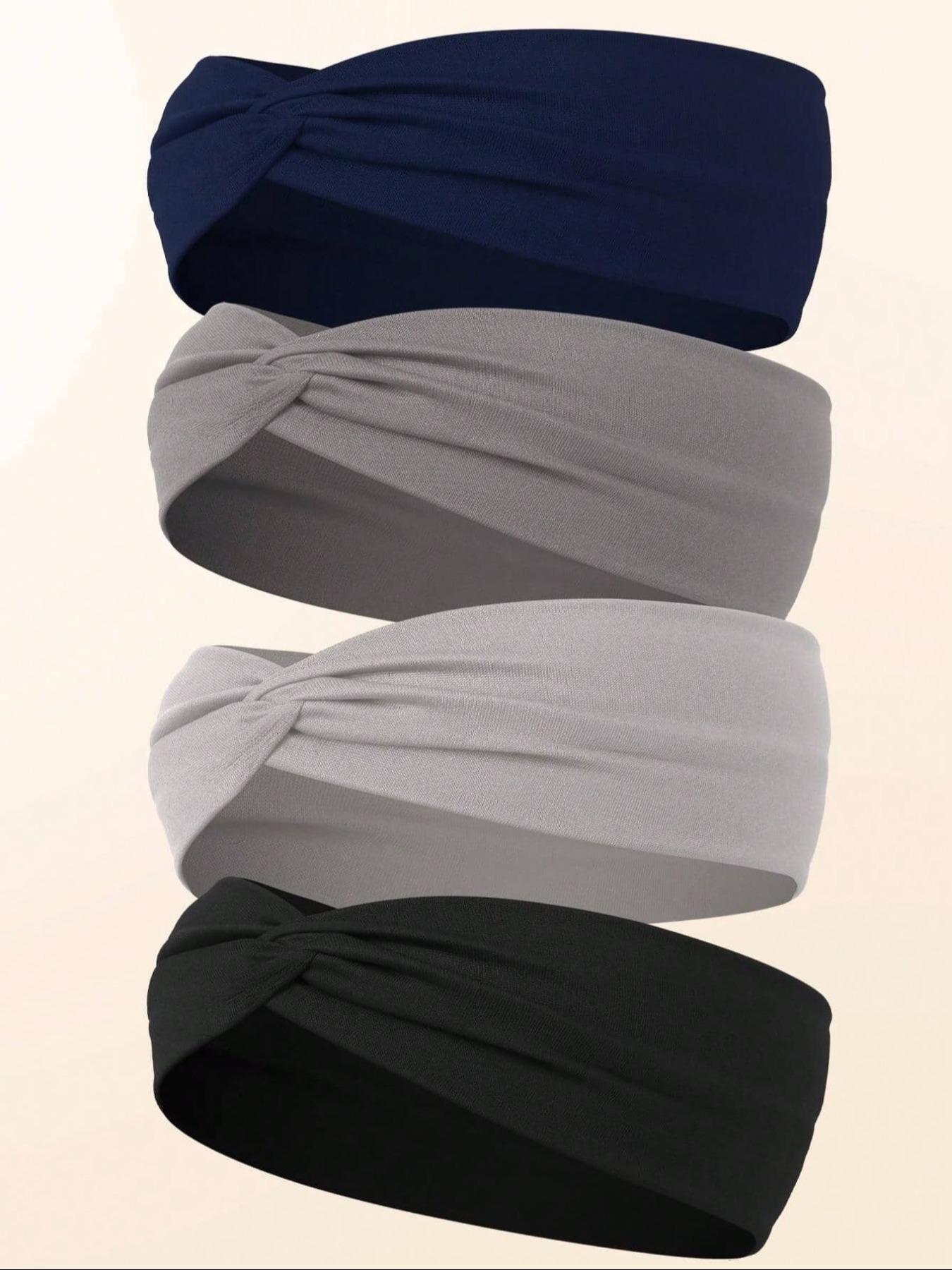 Set of 4 Boho Yoga Sweatbands, Elastic Cotton Headbands for 