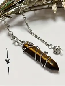 1 natural single-pointed winding crystal stone pendant necklace, DIY unique chakra balance pendulum, perfect calculation of magic items, suitable for gifts and professionals