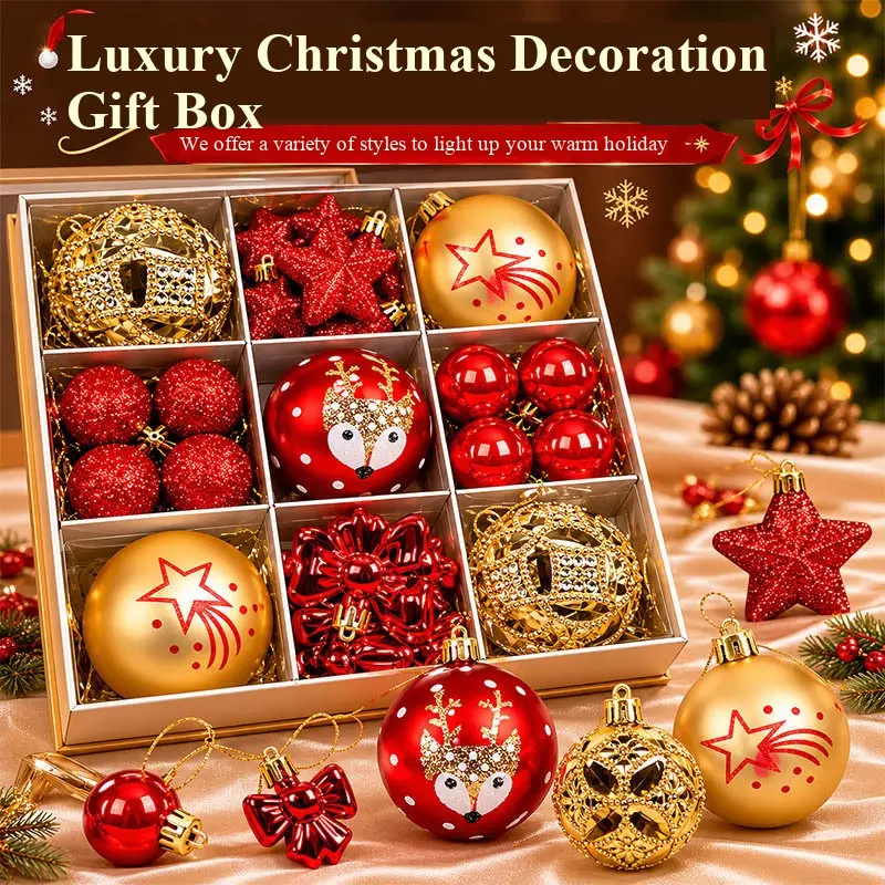 35pcs New Christmas Balls, Electroplated Colorful Ornaments, Christmas Tree Decorations, Hanging Accessories, Festive Holiday Decor
