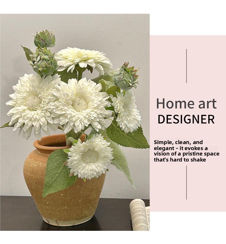 Teddy sunflower artificial flower for living room entrance decoration, faux flower ornament, vintage hand-held bouquet