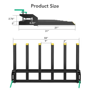 Clamp-On Debris Forks for 60" Loader Bucket – 4000 lbs Heavy Duty Pallet Fork Attachments – Robust Steel – Fits Skid Steer/Tractor – Quick Installation