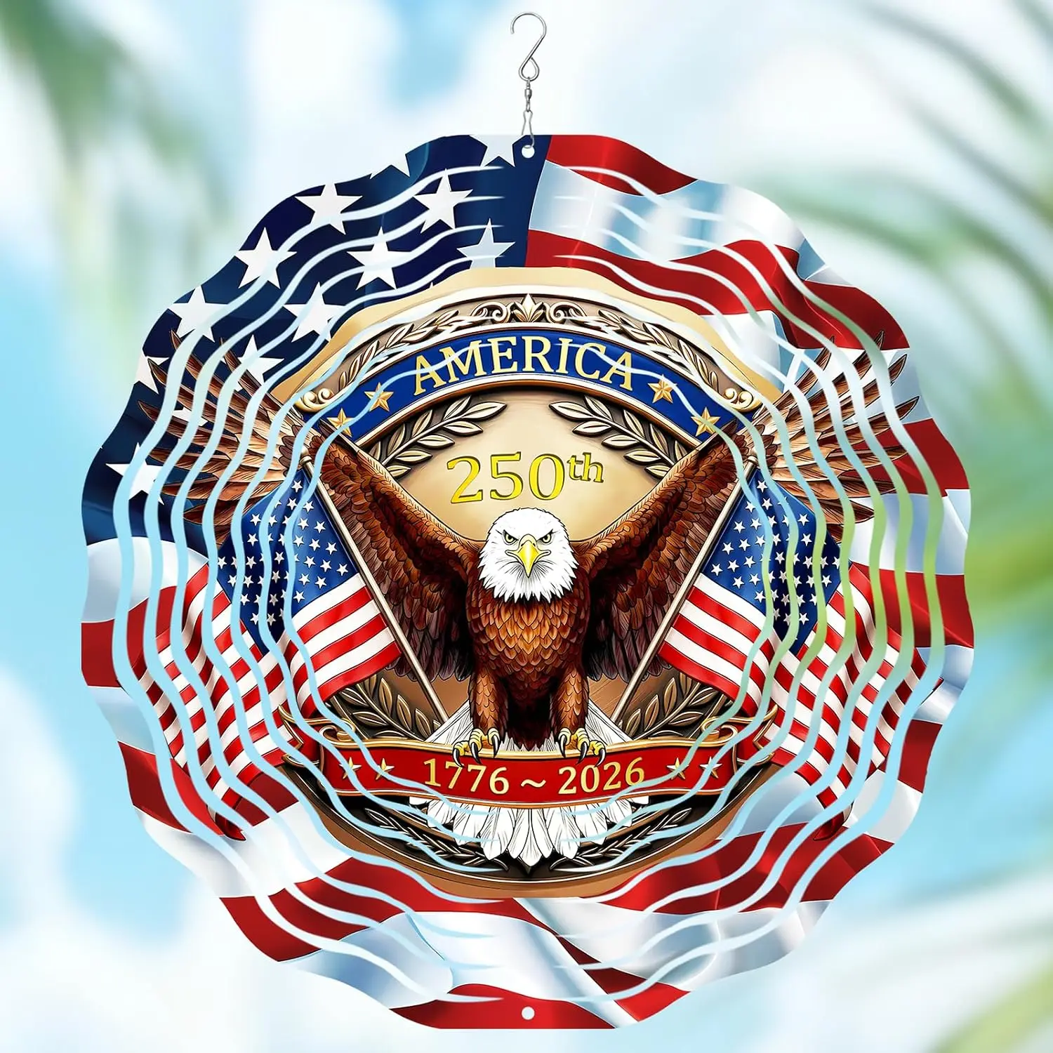 250th Anniversary Decoration,  Patriotic Wind Spinner | 250  Commemorative Decor, Outdoor Garden Spinner, Porch Backyard Lawn  Art, Independence Day Memorial