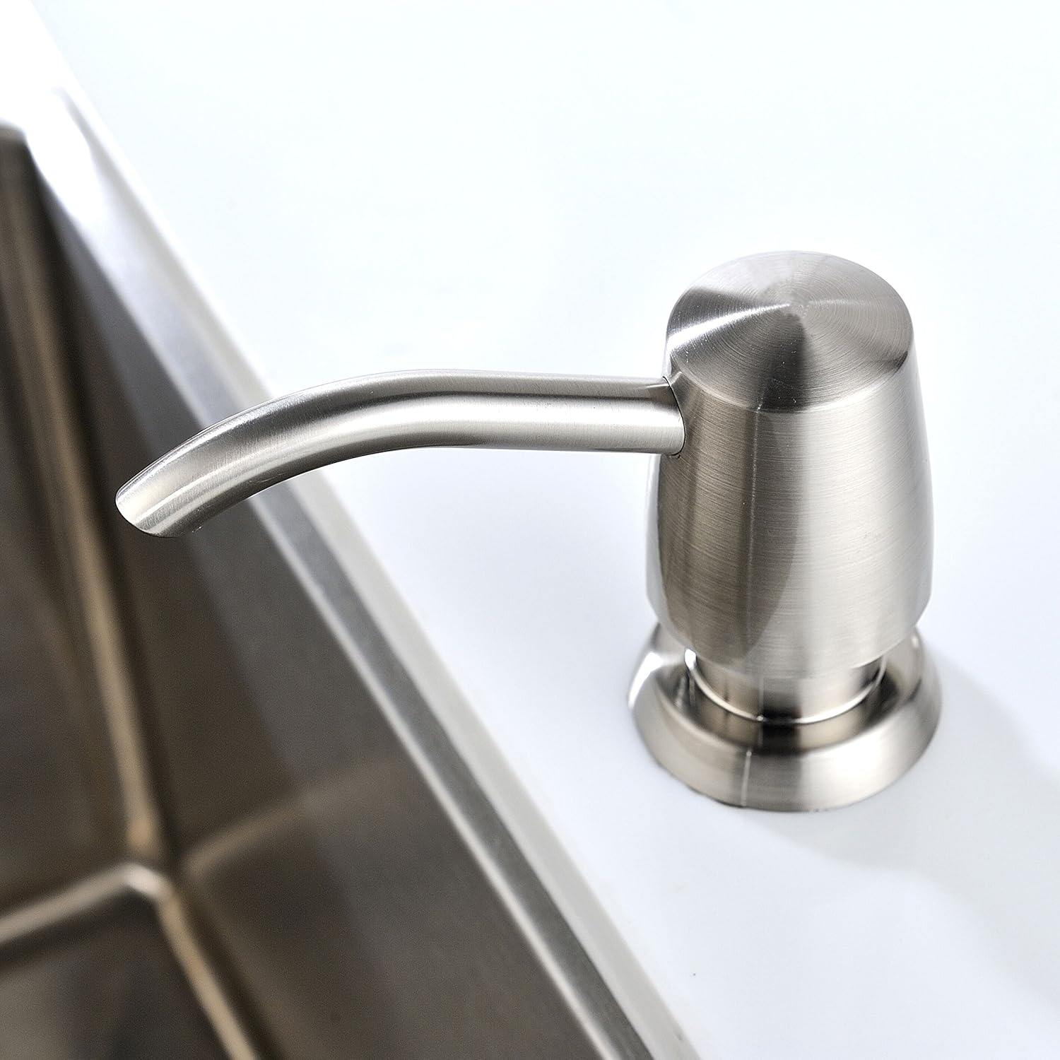 Soap Dispenser for Kitchen Sink,Brushed Nickel Built in Sink Soap Dispenser or in Counter Soap Dispenser Brushed,Plastic ABS Pump  Kitchen Sink Soap Dispenser with 13 Ounce Large Bottle