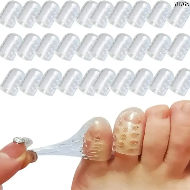 30 Pack Clear Soft Toe Protector Caps, Breathable Blister & Callus Relief Sleeves, Comfort Foot Care Accessory for Men Women Daily Walking Running, Silicone