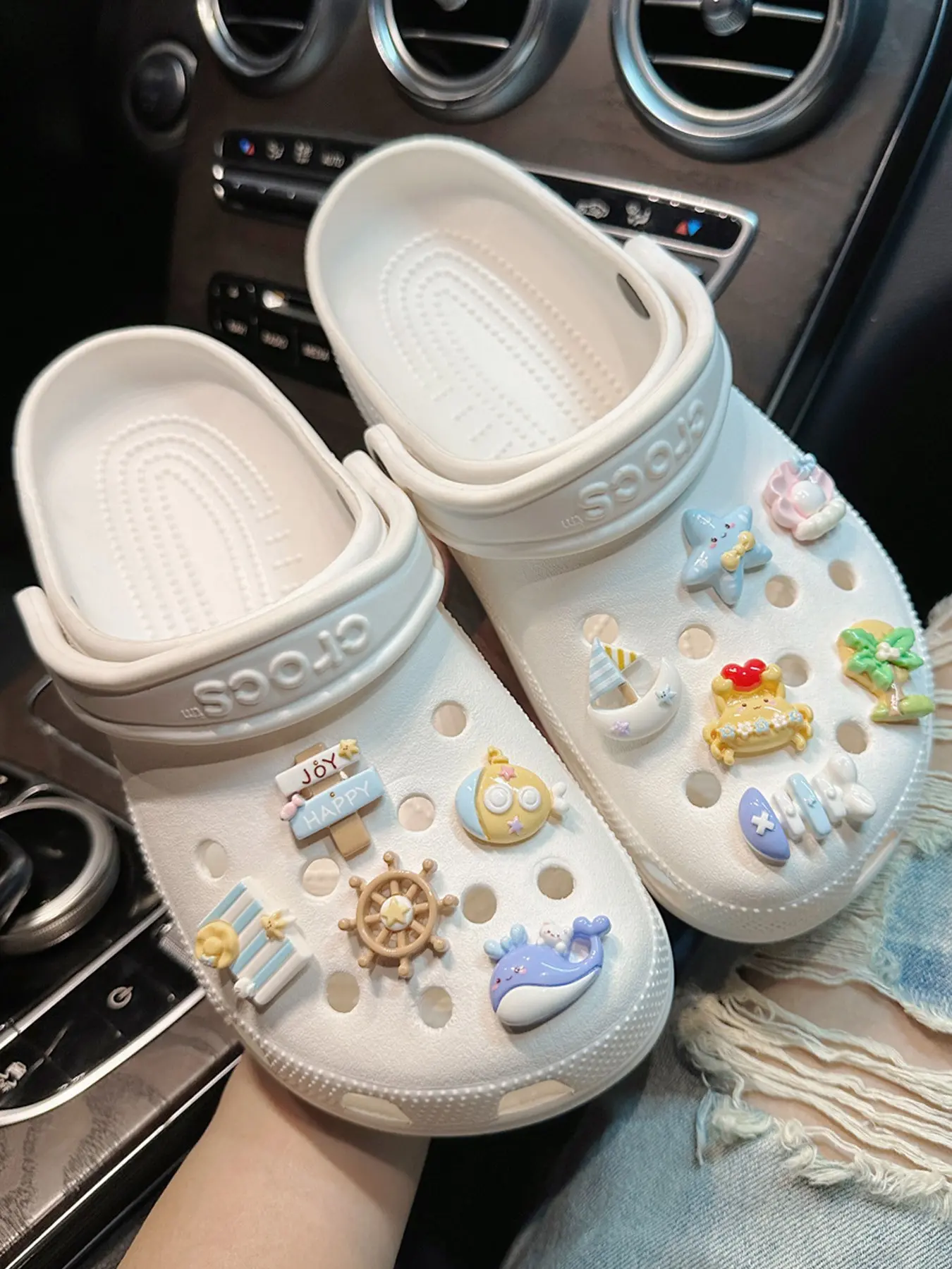 Cute Cartoon Shoe Accessories Set, DIY Ocean Theme, Adorable Shoe Buckles and Flower Decorations, Perfect for All Seasons