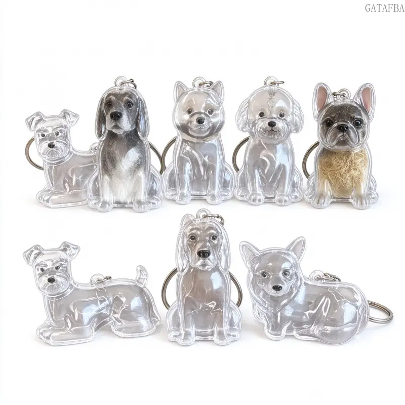 Pet Hair Memorial Keychain, Large Dog Shaped Clear Keepsake Pendant, Cute Pet Fur Holder Charm, Creative Pet Memorial Accessory for Pet Owners
