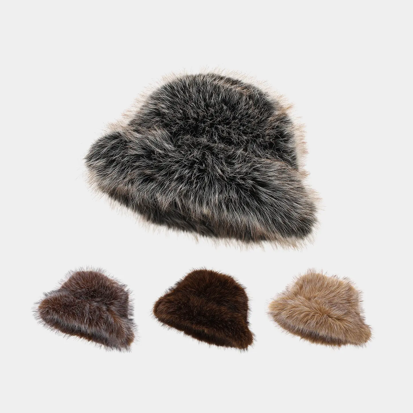 Baddie Vibe Shaggy Faux Fur Bucket Hat Bad Hair Day Saver Oversized Fluffy Warm Headwear Vintage Winter Streetwear Old Money Aesthetic