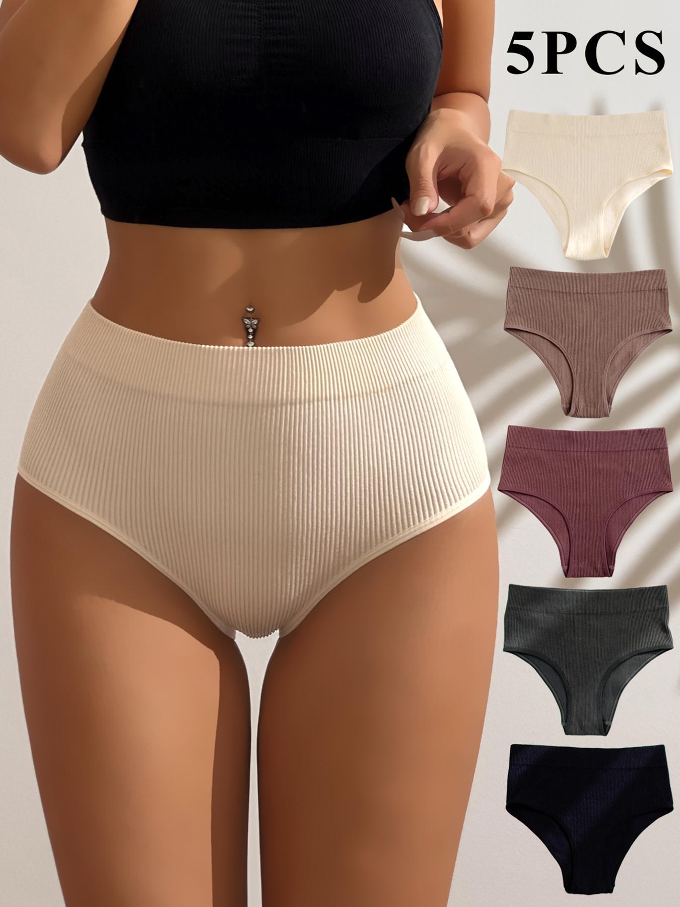 Women's Solid Color High Waist Brief, Breathable Comfortable Panty for Daily Wear, Women's Underwear for All Seasons, Breathable Soft Underwear, High Waisted Panty