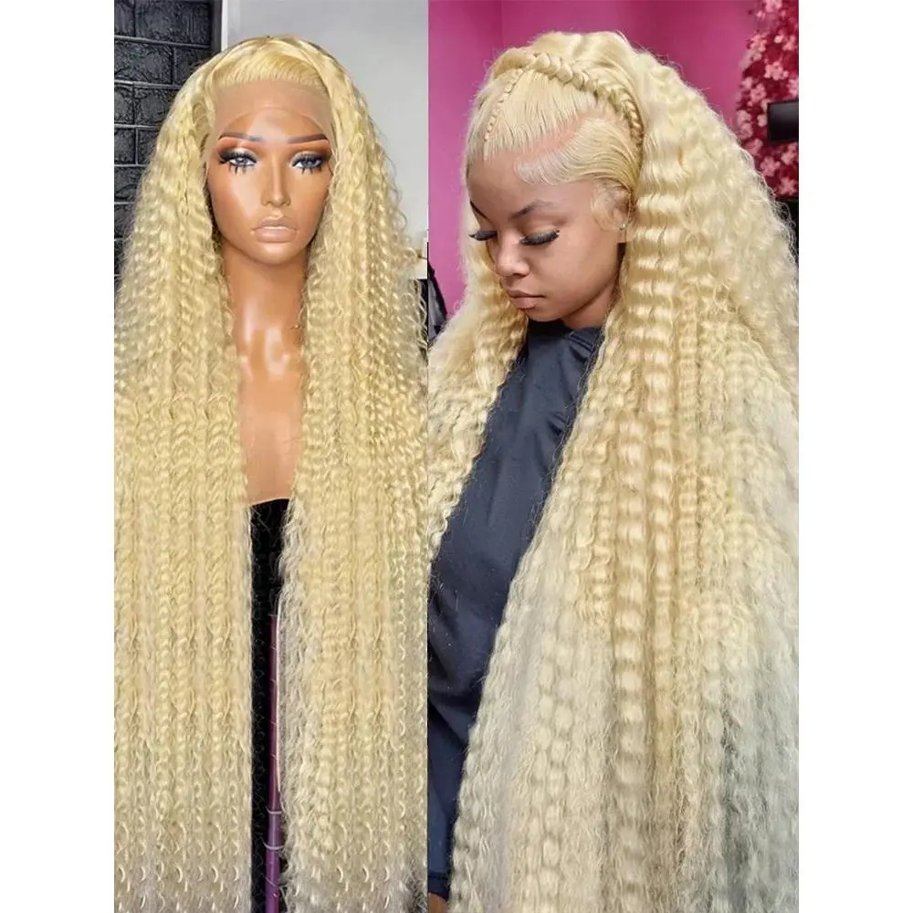 40 Inch Honey Blonde 613 HD Lace Frontal Wig 13x6 Curly Wigs Preplucked Loose Deep Wave Wigs Human Hair 13x4 Lace Frontal Wig