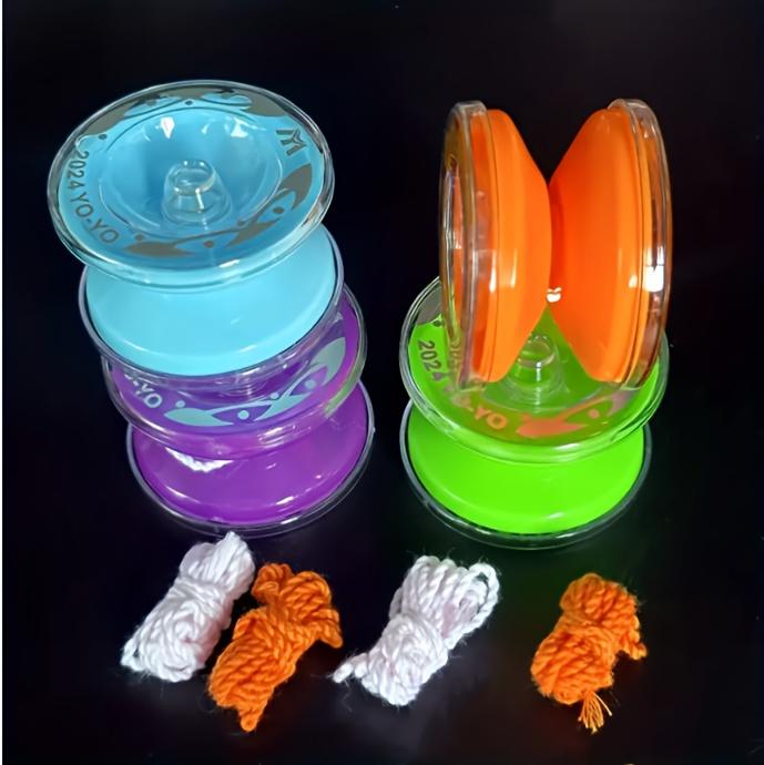 Pack of 3 Yo-Yo Yo-Yo - Vibrant red and green colors, durable plastic material, ideal gift for outdoor play. Colorful Yo-Yo Yo-Yo |       Durable Plastic Yo-Yo Yo-Yo