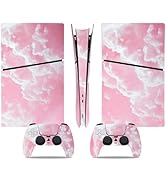 Console Skin for PS5 Slim, Vinyl Decal Cover Wrap for Digital Edition Controller (Pink)