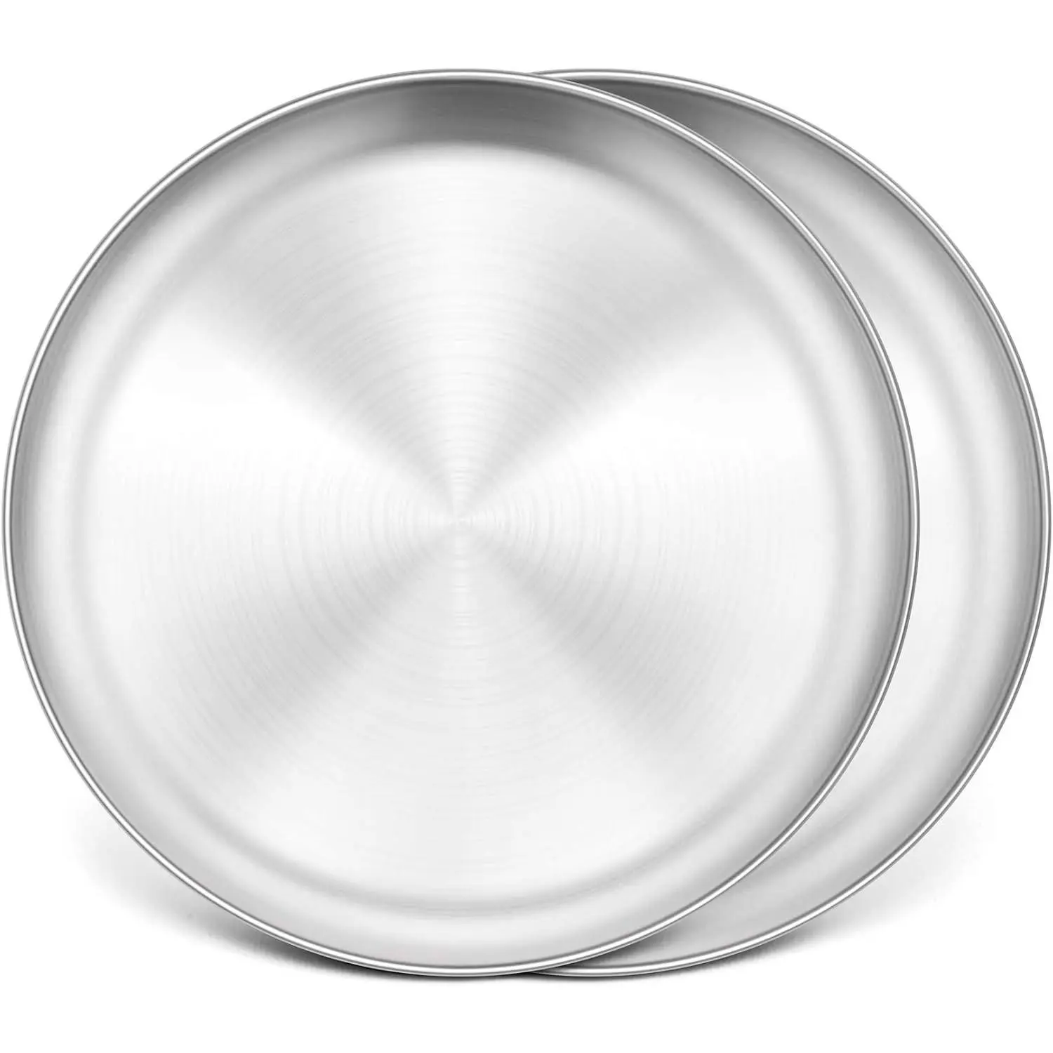 P&P CHEF 13.5 Inch Stainless Steel Pizza Pan Set of 2, Round Silver Pizza Trays for Baking Cooking Roasting Pie Cookie Cake, Non Toxic Heavy Duty Dishwasher Safe