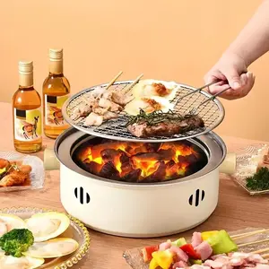 Portable Stainless Steel BBQ Grill Set, Compact Desktop Grill with Grate, Home Outdoor Camping Kitchen Gear, Festive Gift Idea, Tabletop BBQ