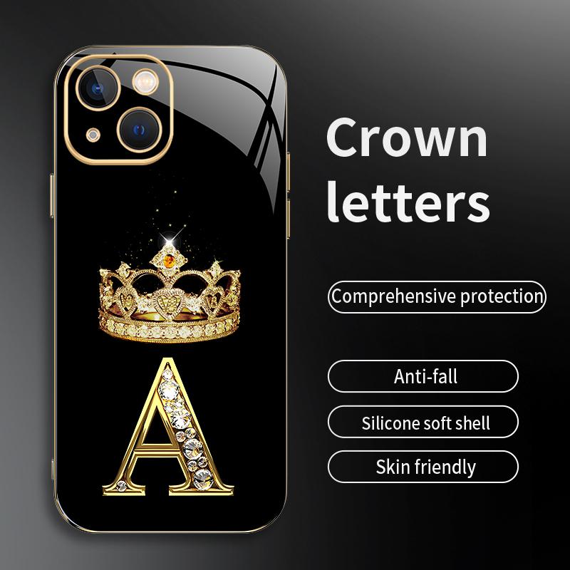 Suitable for [iPhone 13] New high-end crown electroplated gold edge mobile phone case new business simple explosion-proof mobile phone case affordable anti-fall anti-fingerprint-888