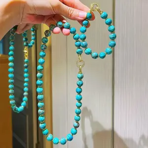 Turquoise Quartz Stone Jewelry Set - High-Quality Beaded Necklace & Bracelet, Natural Stone Jewelry for Women, Ideal Gift for Family & Friends