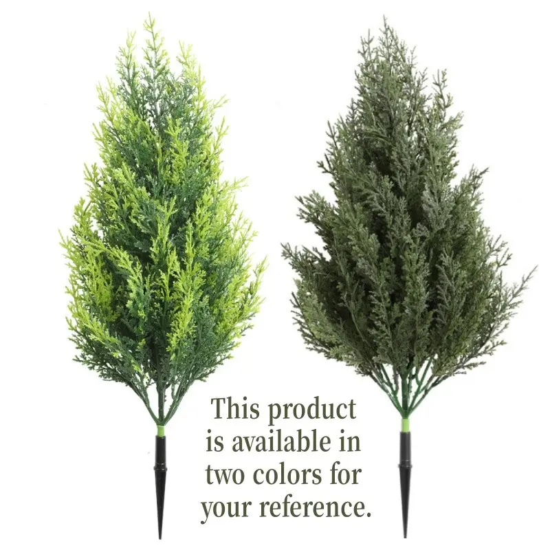 Artificial Mini Cypress Tree 2 Pack, UV Resistant Evergreen Shrubs, Indoor Outdoor Decor, Weatherproof Faux Greenery for Garden Path