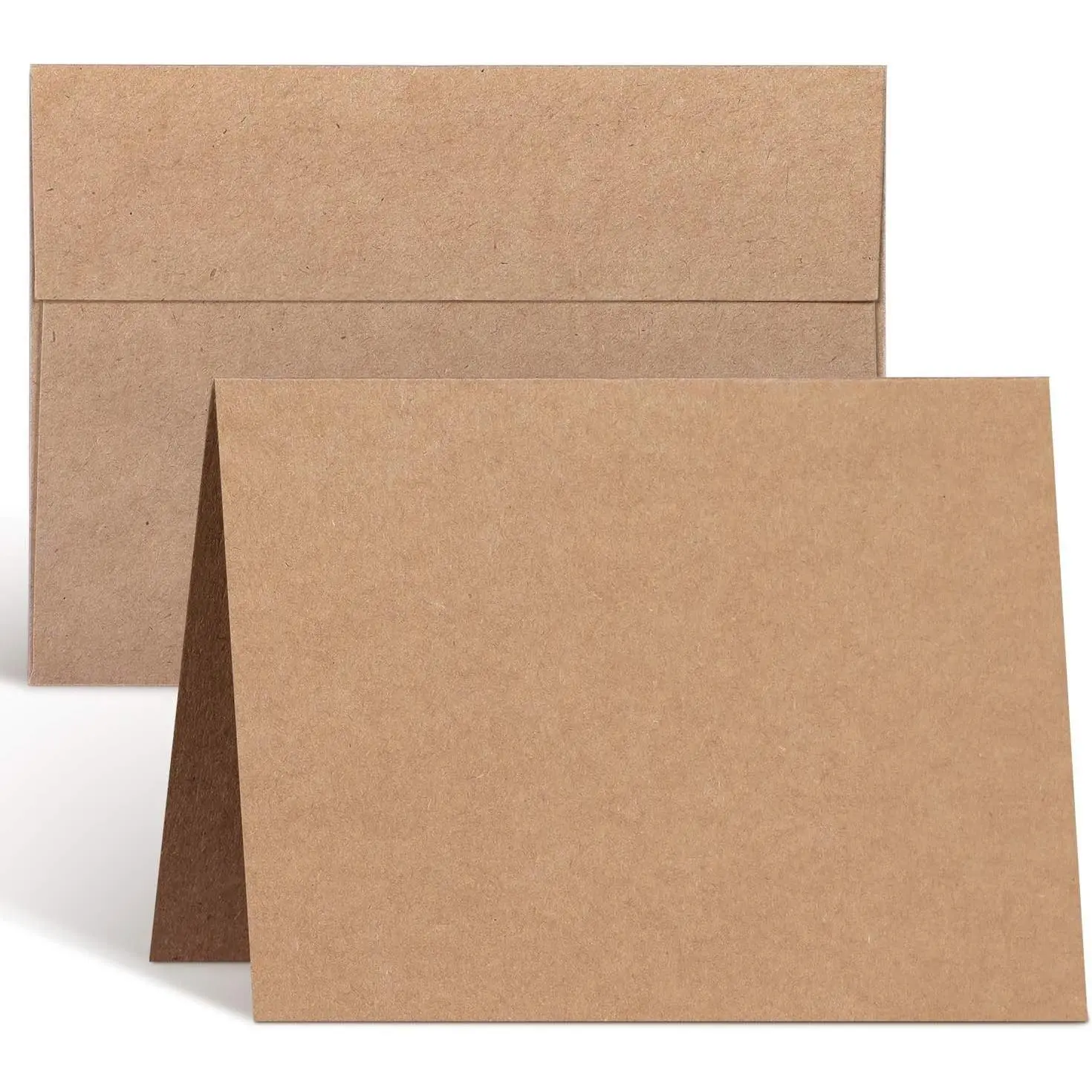 Blank Brown Kraft Cards and Envelopes 100 Pack - 4.25" x 5.5" Folded Cardstock Paper and A2 Envelopes for DIY Greeting Cards Wedding Birthday Invitations Thank You Cards and All Occasions