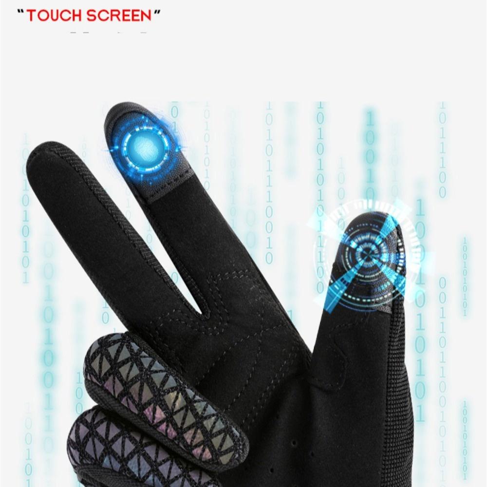 Motorcycle Riding Gloves for & - Touchscreen Compatible, Breathable Night Vision Reflective Gloves with Iridescent Rainbow Colors (/Headlight-Activated), Dirt Bike, ATV, MTB, MBX, Motorbike (Adjustable Strap Closure)