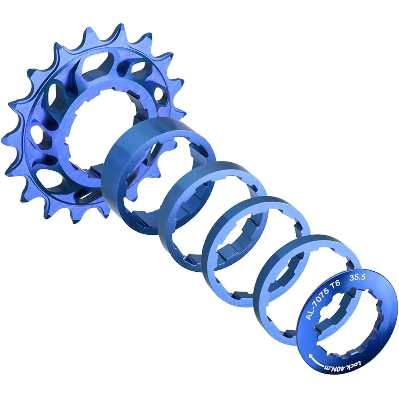 Single Speed Conversion Kit for  HG Freehub | 7075  15T/16T/18T Cog + Spacer Set, Complete Fixie & Dirt Jump  Conversion Kit