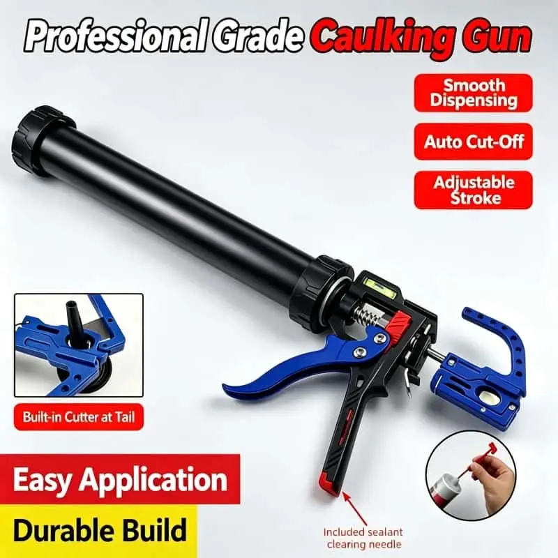 Five-In-One Glue Gun, Automatic Anti-Drip, 38-Tooth Rotating Barrel with Level Bubble, Tail Cutter Blade, Ideal for Construction & DIY Projects