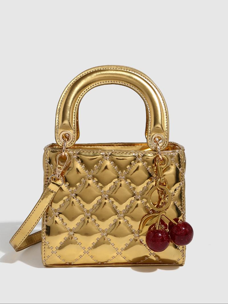 Women's Fashionable Solid Color Quilted Handbag, Casual PU Leather Crossbody Bag for Daily Used, Trendy Versatile High-quality Daily Commuting Bag