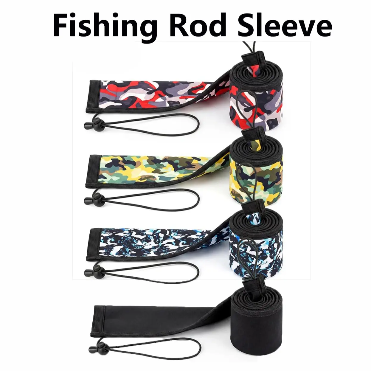 [4pcs] Chloroprene Fishing Rod Sleeves, Fishing Accessory, Protective Storage & Transport Case, 2 Sizes, Anti-Puncture, for Spinning Reel, Casting Rods