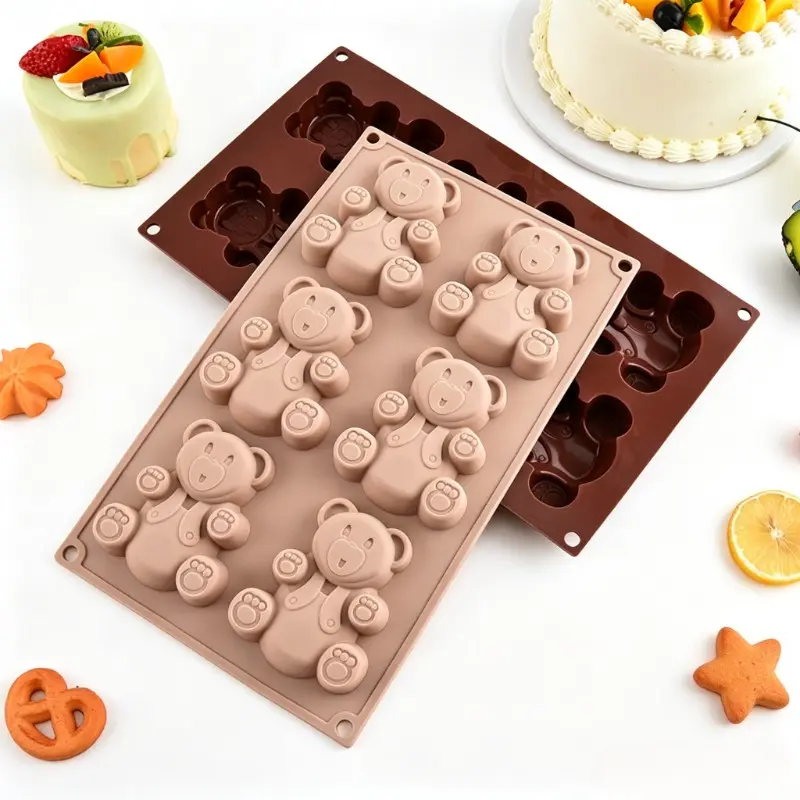 2pcs Silicone Bear Chocolate Mold, 6-Compartment Baking Mold, Animal Shape Series, Perfect for DIY Baking and Decoration, Ideal for Baking Lovers
