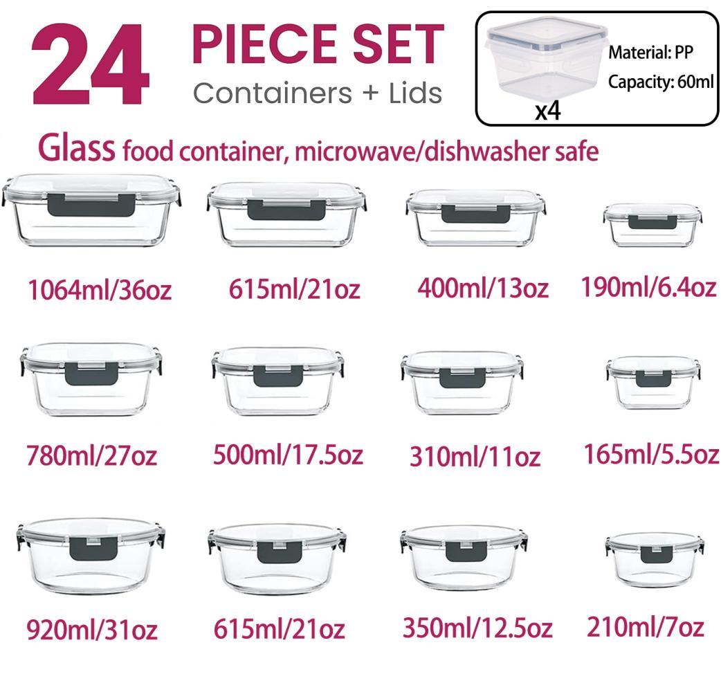 12 18 Piece Borosilicate Glass Food Storage Bowls Detachable Integrated Lock Silicone Sealed Leakproof Food Grade Heat Resistant Easy Clean Stackable Fresh Keeping Container for Kitchen Fridge Meal Prep 12 18 Piece Borosilicate Glass Food Storage Bowls Detachable Integrated Lock Silicone Sealed Leakproof Food Grade Heat Resistant Easy Clean Stackable Fresh Keeping Container for Kitchen Fridge Meal Prep