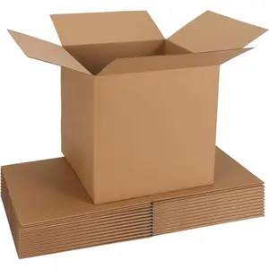 12x12x12 Shipping Boxes 10 Pack, Brown Corrugated Cardboard Boxes with Side-Lock and Pre-Applied Double-Sided Tape, Easy Assemble Packing Mailer Boxes for Small Business Shipping