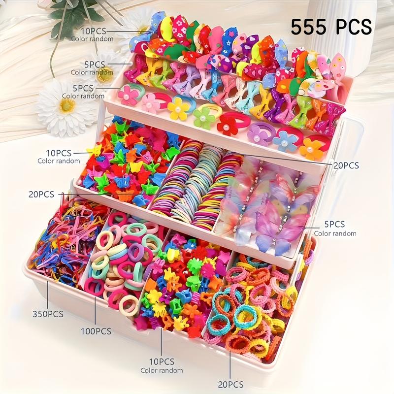 870-Piece Kids Hair Accessory Set, Includes Colorful Hair Bands, Bows, Clips, Ideal for Little Girls' Hairstyles, Party & Festival Use, Hair Accessories Sets