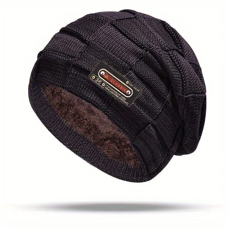 Men's Knitted Wool Hat, Fleece Lined, Winter Warm Outdoor Hat, Textile Blend ≥80%, Handwoven Fabric, Hand Washable