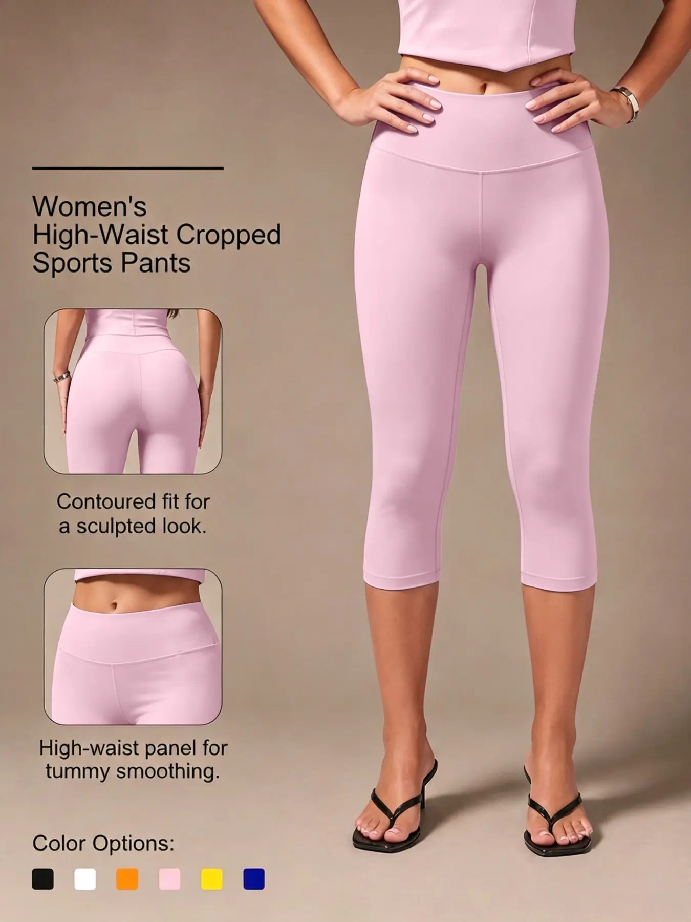 Women’s V Waist Yoga Capri Leggings, High Rise Tummy Control Workout Pants, Sculpting Butt Lift Activewear for Pilates, Fitness & Casual Wear