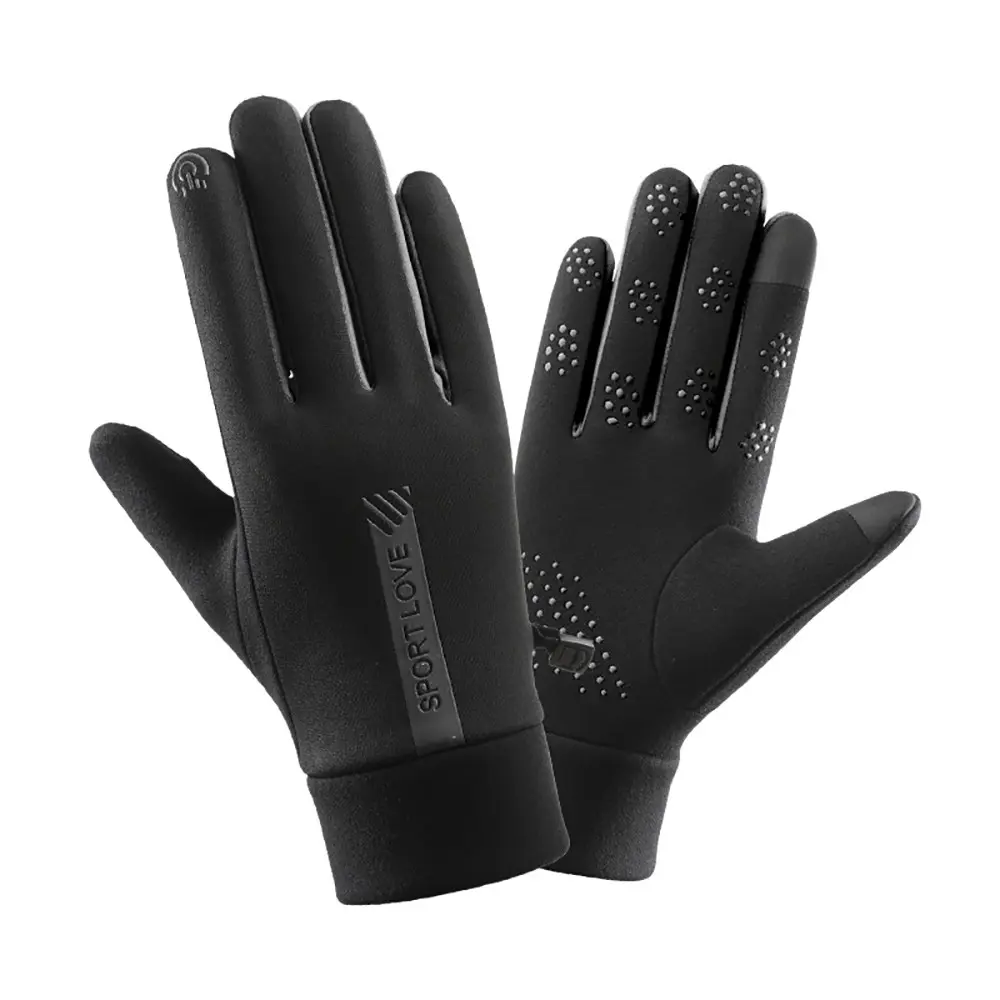 Non-Slip Palm Thermal Sports Gloves, Wind Repellent Fleece Lined, Touch Gloves for Cold Weather, Driving Bike, Men Women