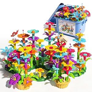 224 PCS Flower Garden Building Toys for Girls Toys, Educational STEM Toy and Preschool Garden Play Set for Toddlers 3 4 5 6 7 8 Year Old Kids Boys Girls, Flower Stacking Toys for Kids Age 3-6