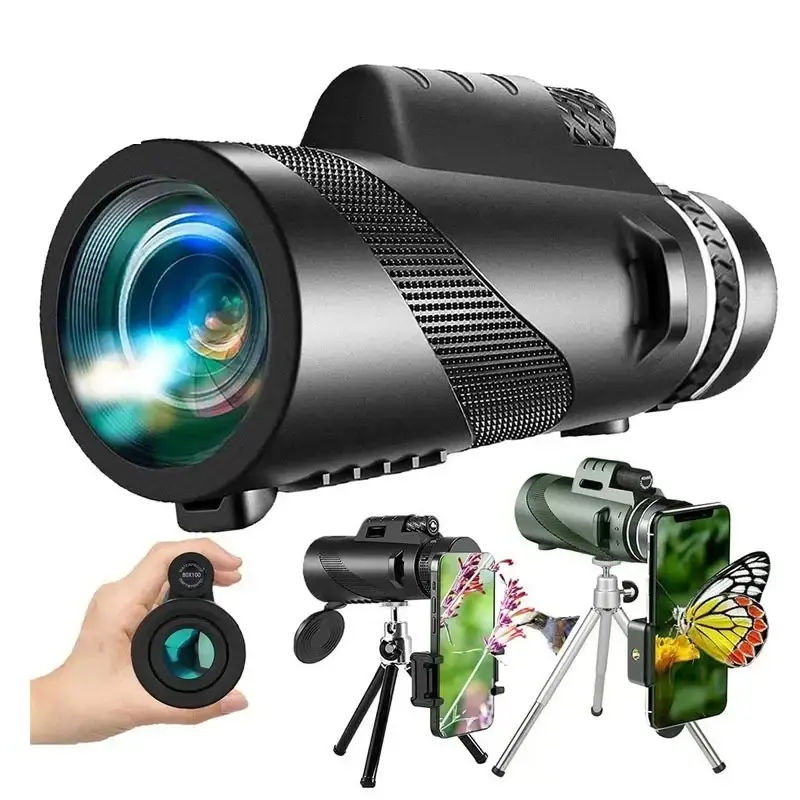 80x100 High Definition Monocular Telescope, Portable Long Distance Zoom Binoculars for Outdoor Camping Fishing Travel Hiking Music Concerts