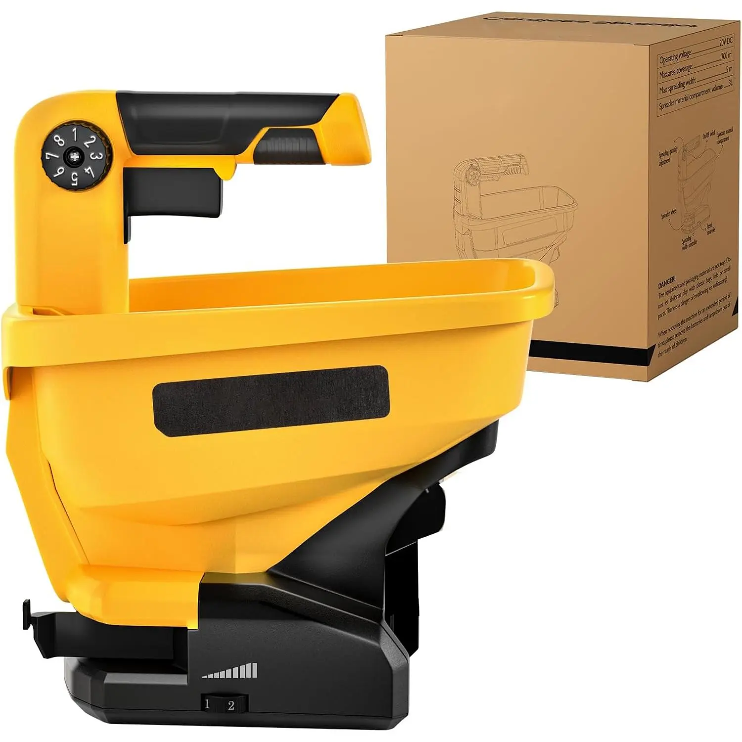 DCB Series 20V/60V Battery-Compatible Power Spreader, Granular Seeds Tool with Jam Clearance for Year-Round Use, Covers Up to 5,000 sq.ft. (Only Spreader, No Battery)