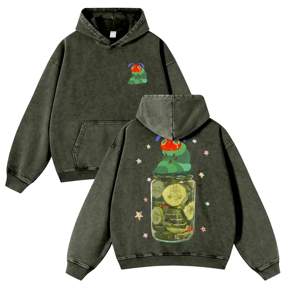 Unisex Vintage Washed Hoodie with Pickle Bug Graphic, Super Soft Cotton Blend Pullover in Plus Sizes for an Oversize Fit, Plus Size, S, M, Casual Wear, 3Xl, 5Xl, Multi-Size, 4Xl
