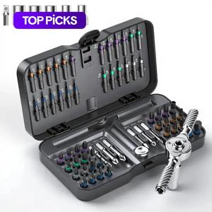 66 in 1 precision screwdriver set, magnetic screwdriver drill bit set, household repair tool kit with detachable t-shaped ratchet handle for furniture