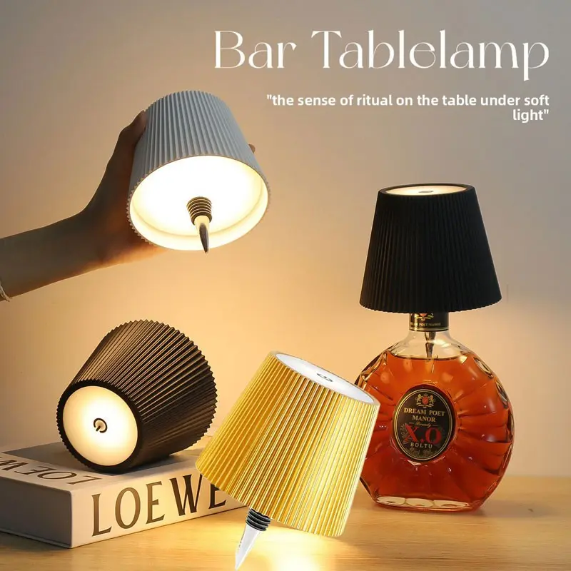 Insertable Wine Bottle Lamp LED Desk Light, Three-Color Adjustable RGB Lighting, Creative Bar Table Decorative Atmosphere Lamp