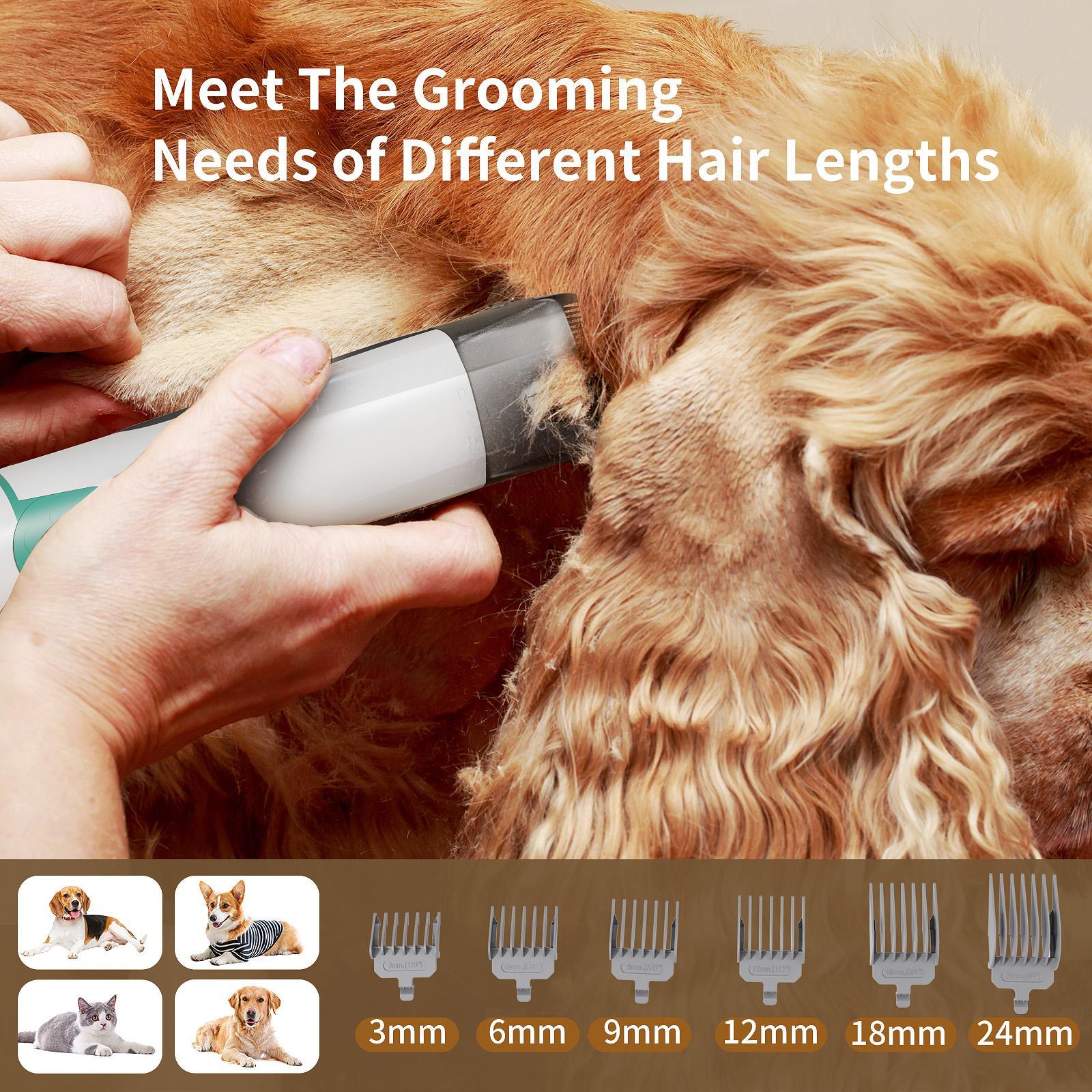 7-in-1 Pet Grooming Kit with Vacuum Function for Dogs Cats Low Noise Design Includes 6 Guide Combs for Precise Trimming
