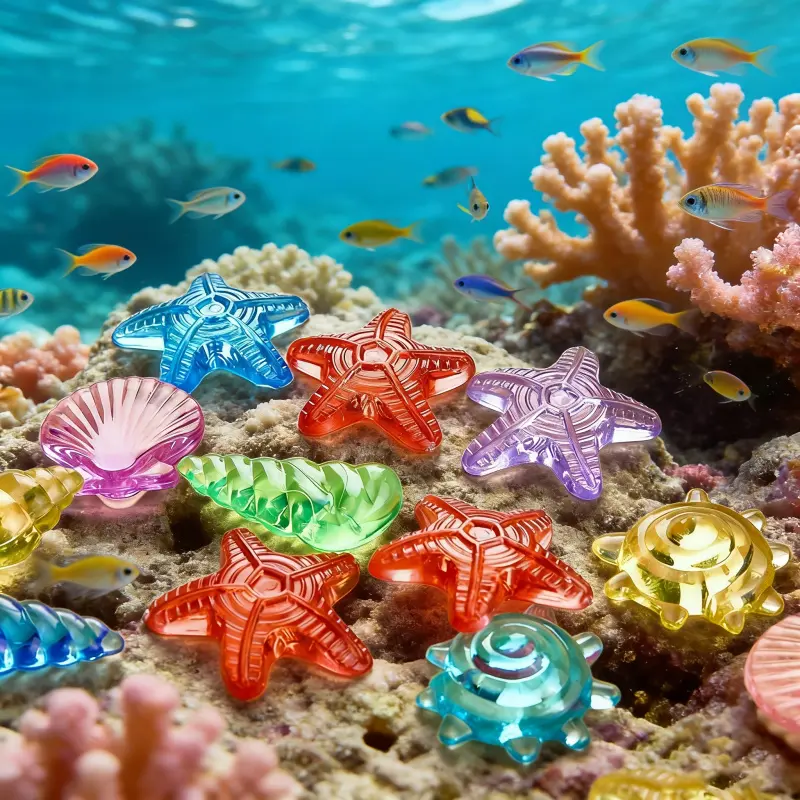 28/48/68pcs, artificial resin, multi-modeling shell and starfish transparent ornaments for marine animals, suitable for fish tank decoration, limited creativity in summer, and added fun to life.