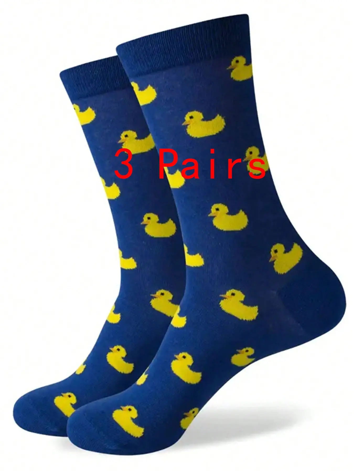5 Pairs Fun Duck Cartoon Crew Socks for Men, Soft Breathable Comfortable Daily Wear, Us Sizes 7.5-12, Casual Funny Unique Design
